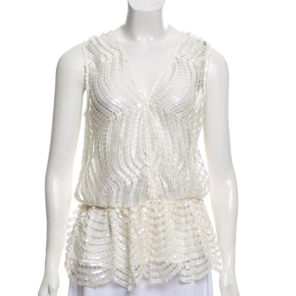 Derek Lam 10 Crosby Crochet Accent Sleeveless Top Small - Picture 1 of 6